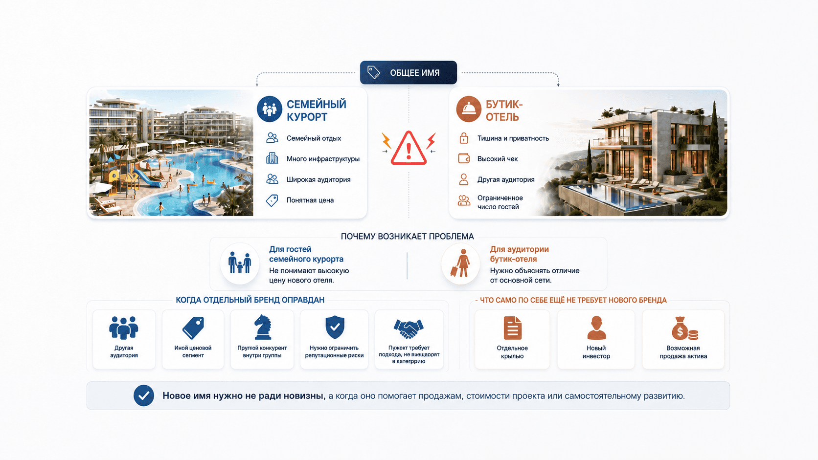 Инфографика о случаях, когда общее имя мешает развитию разных проектов.